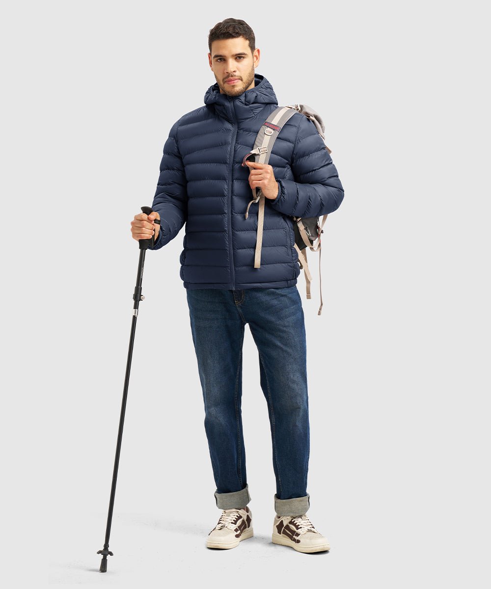 Men's Lightweight Puffer Hooded Jacket - TBMPOY