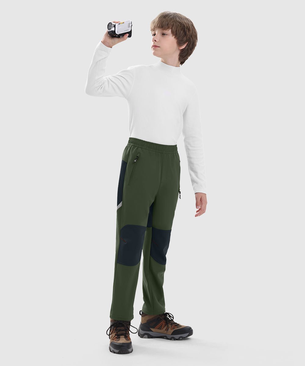 Boys' Outdoor Water Resistant Fleece - Lined Softshell Pants - TBMPOY