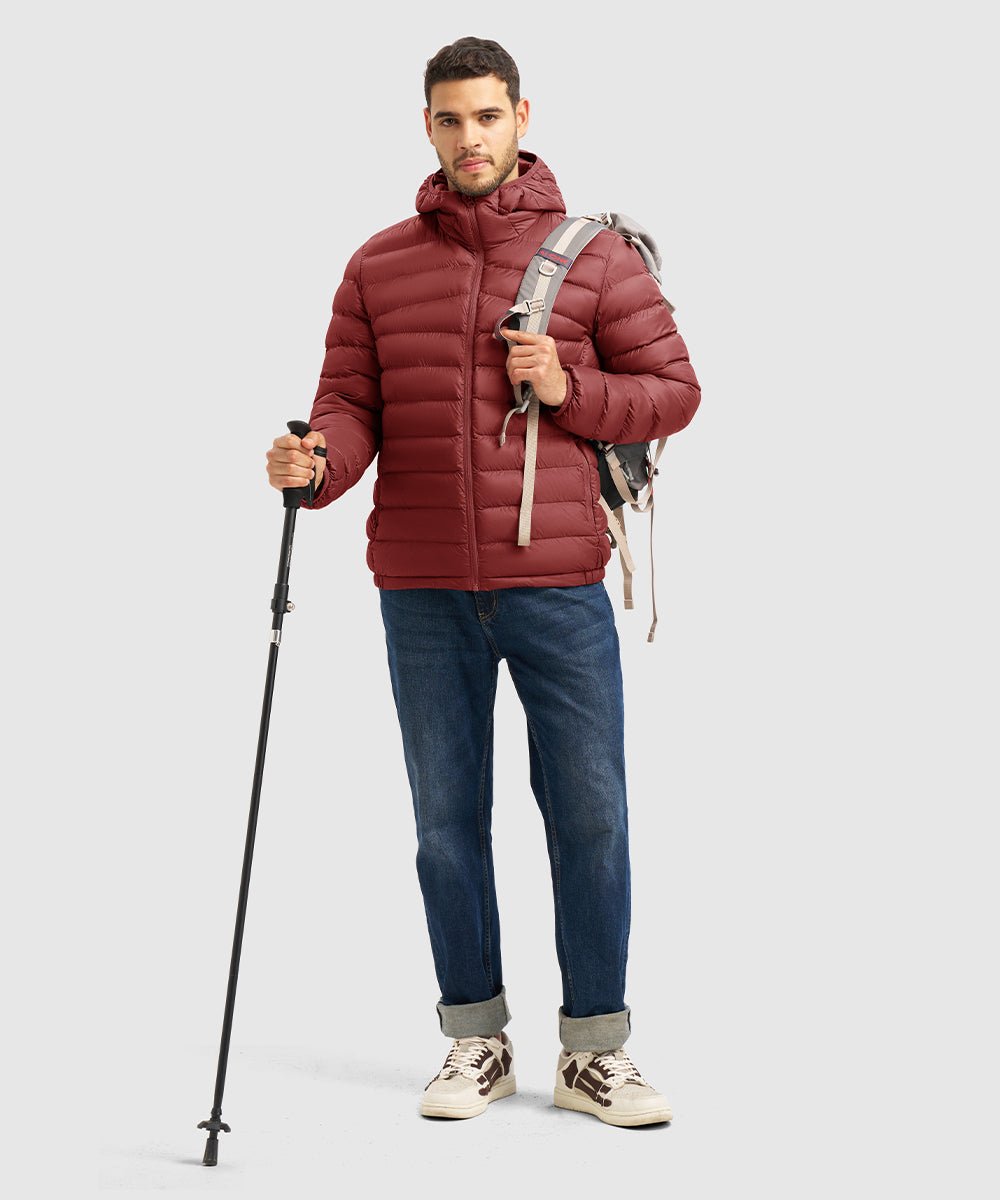 Men's Lightweight Puffer Hooded Jacket - TBMPOY