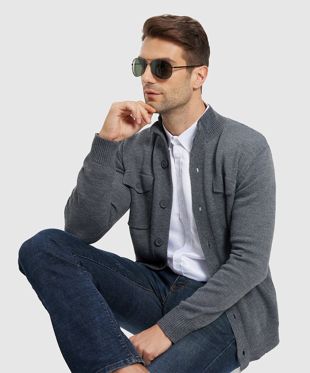 Men's Casual Button Cardigan Sweater - TBMPOY