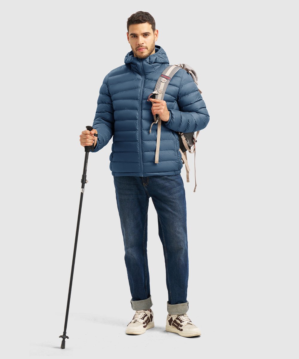 Men's Lightweight Puffer Hooded Jacket - TBMPOY
