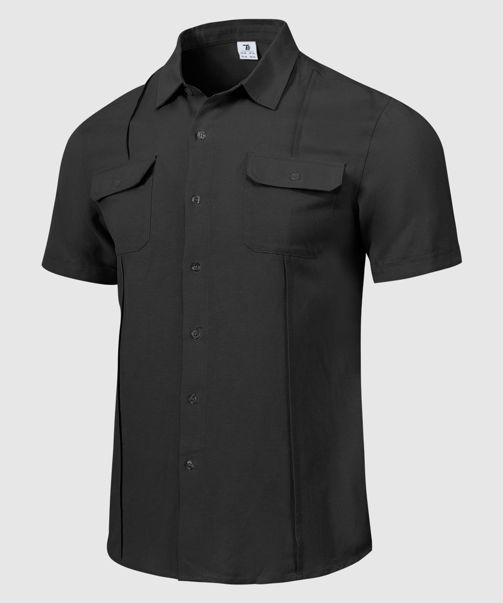 Men's Casual Cotton Linen Short-Sleeved Shirts - TBMPOY