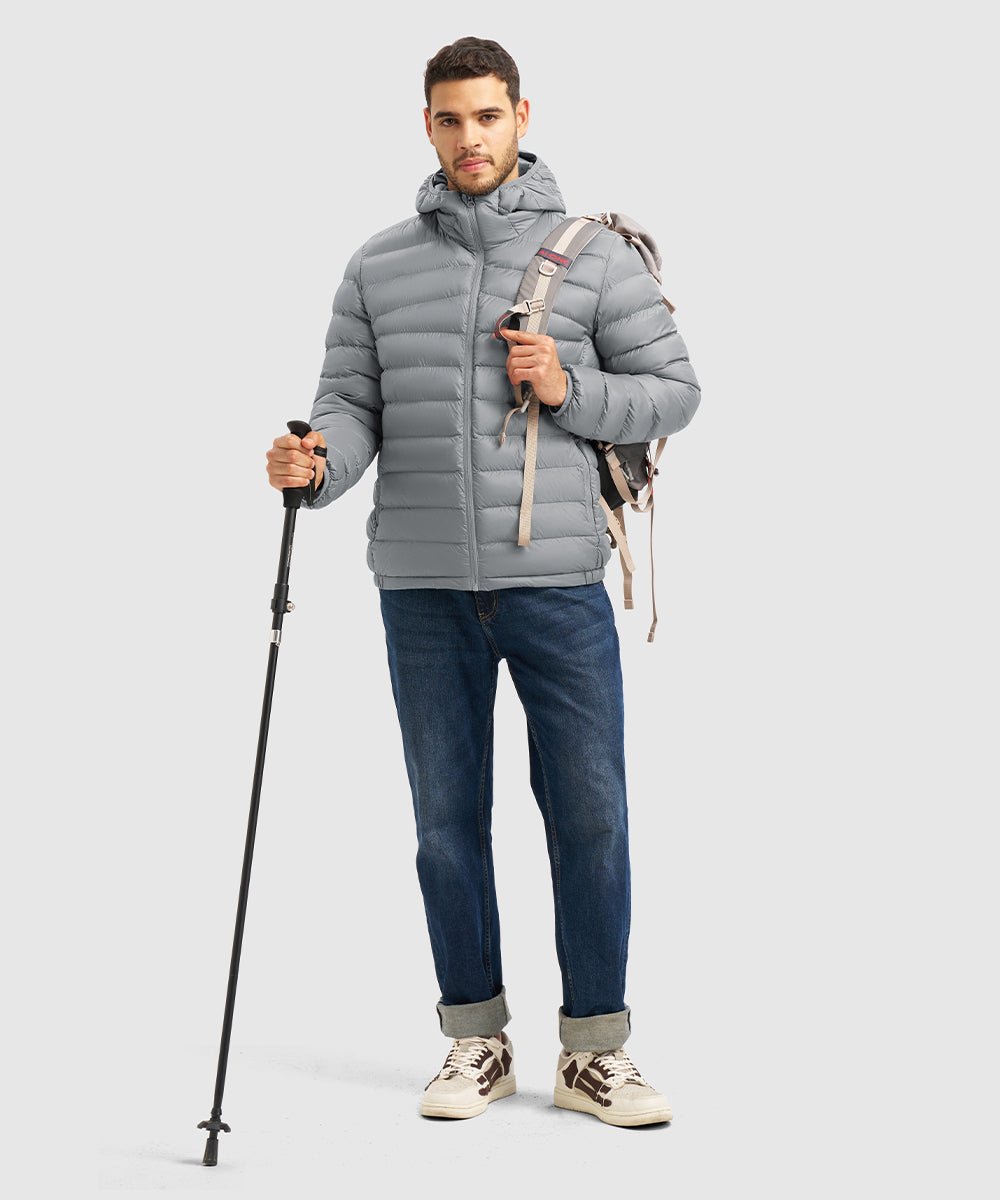 Men's Lightweight Puffer Hooded Jacket - TBMPOY