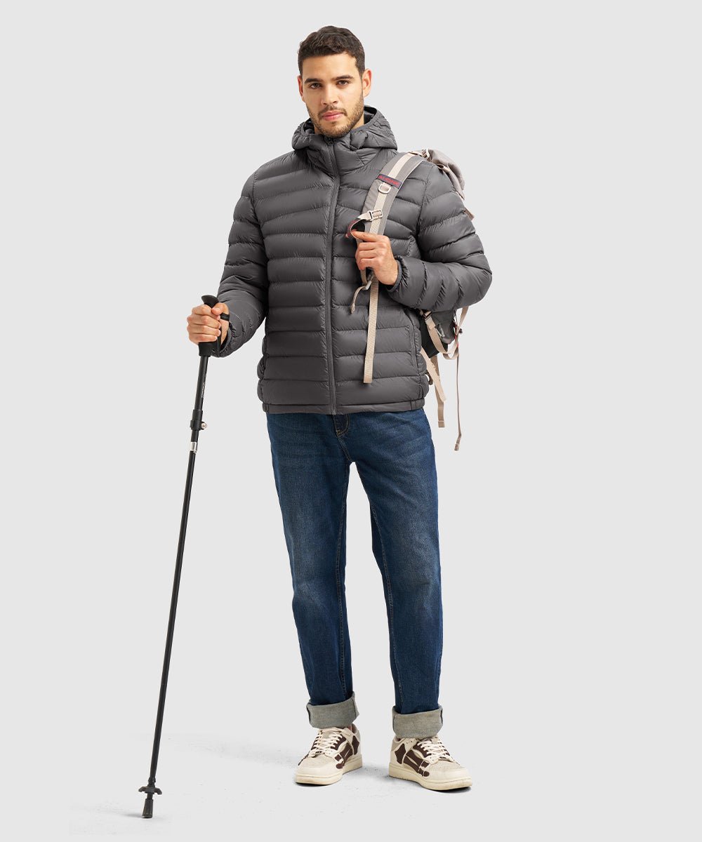 Men's Lightweight Puffer Hooded Jacket - TBMPOY