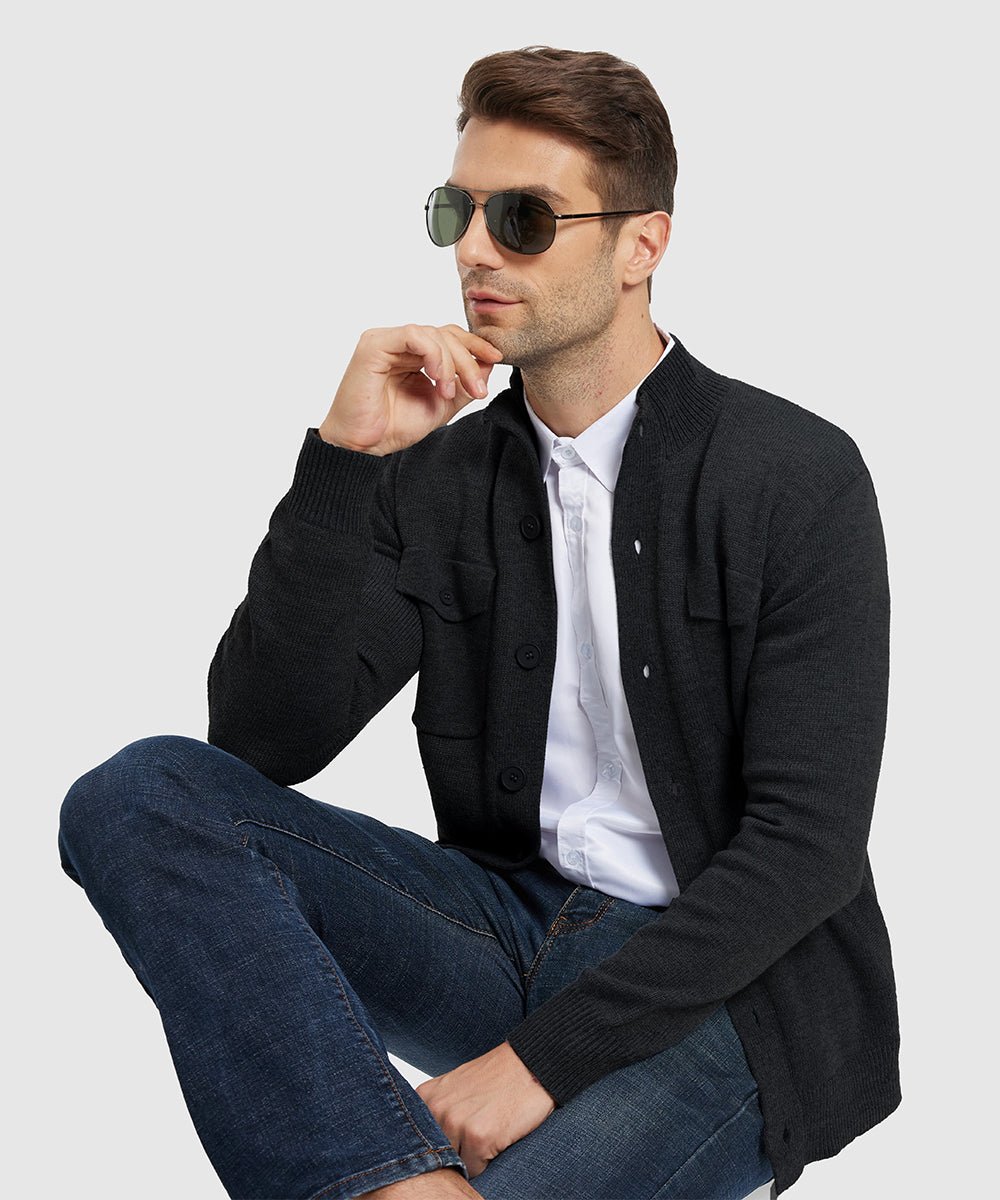 Men's Casual Button Cardigan Sweater - TBMPOY