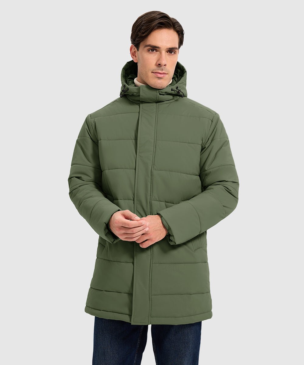 Men's Mid - length Hooded Puffer Jacket - TBMPOY