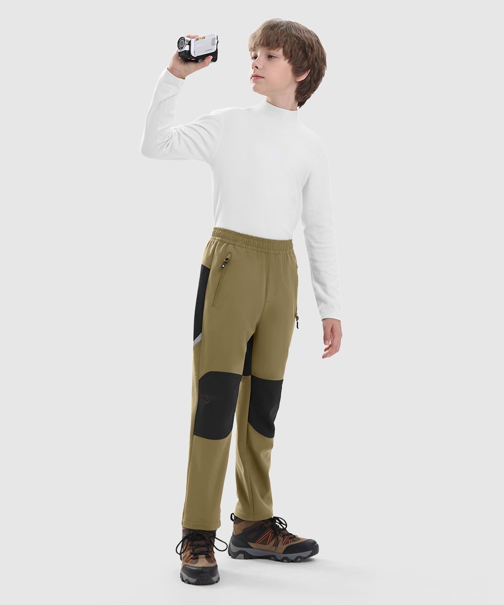 Boys' Outdoor Water Resistant Fleece - Lined Softshell Pants - TBMPOY