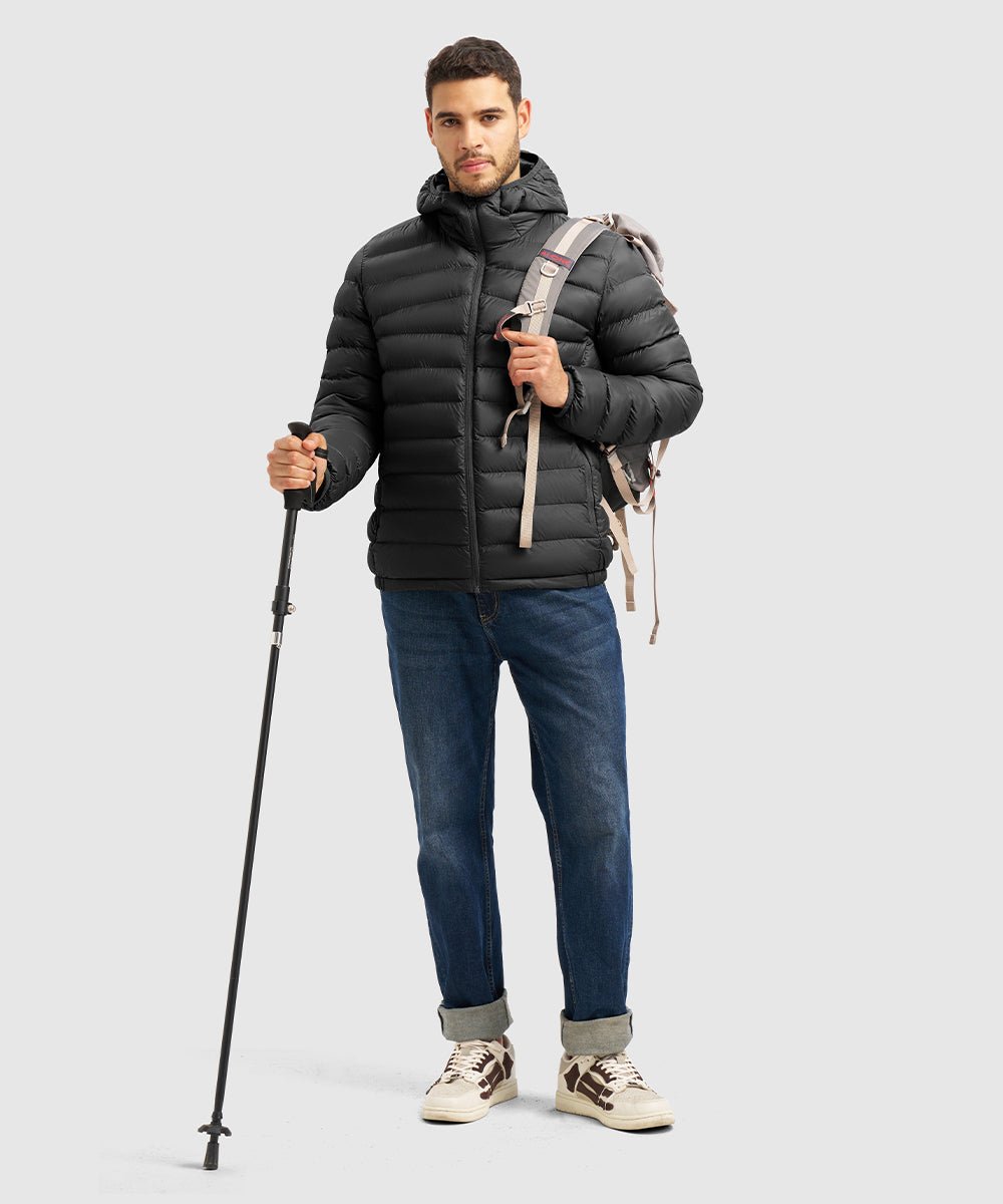 Men's Lightweight Puffer Hooded Jacket - TBMPOY