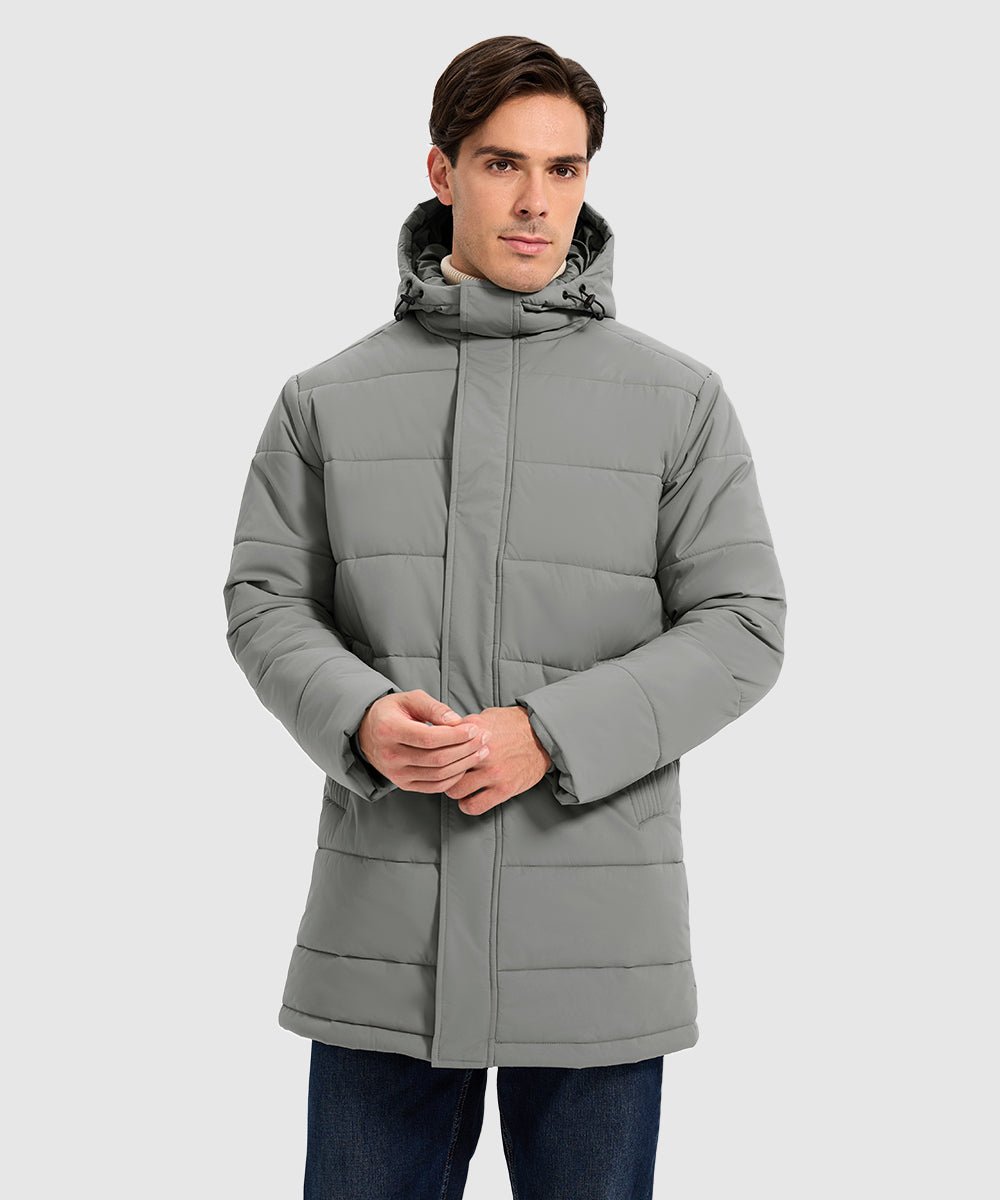 Men's Mid - length Hooded Puffer Jacket - TBMPOY