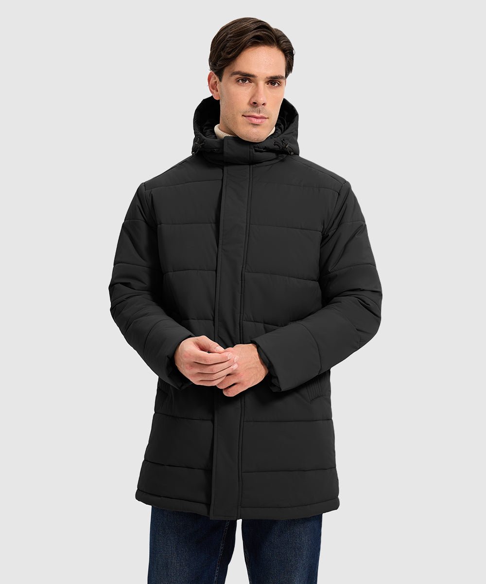 Men's Mid - length Hooded Puffer Jacket - TBMPOY