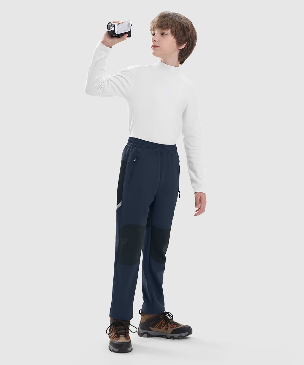 Boys' Outdoor Water Resistant Fleece - Lined Softshell Pants - TBMPOY