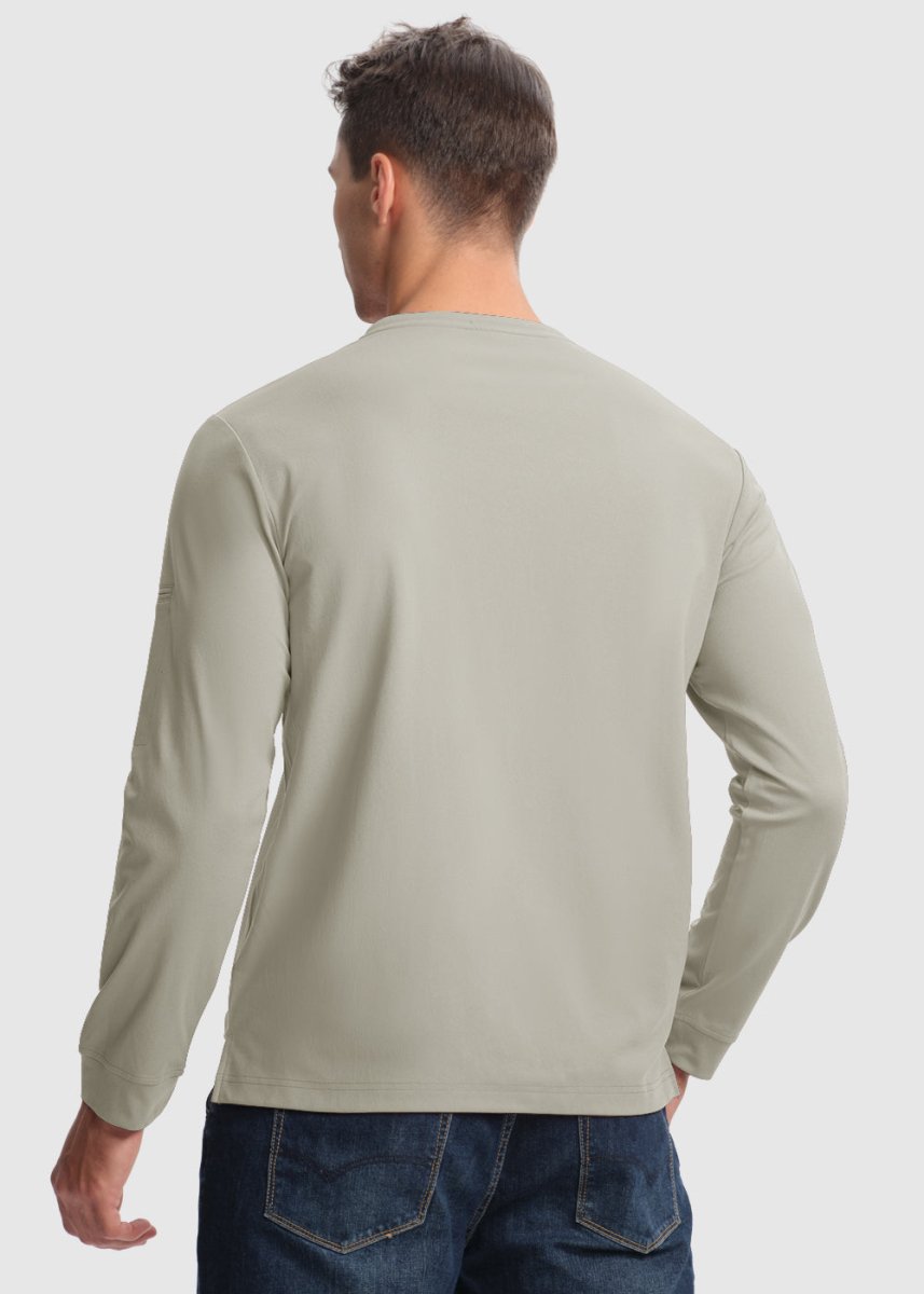 Men's Outdoor Jobs Long Sleeve Slim Fit Basic Henley Shirt - TBMPOY