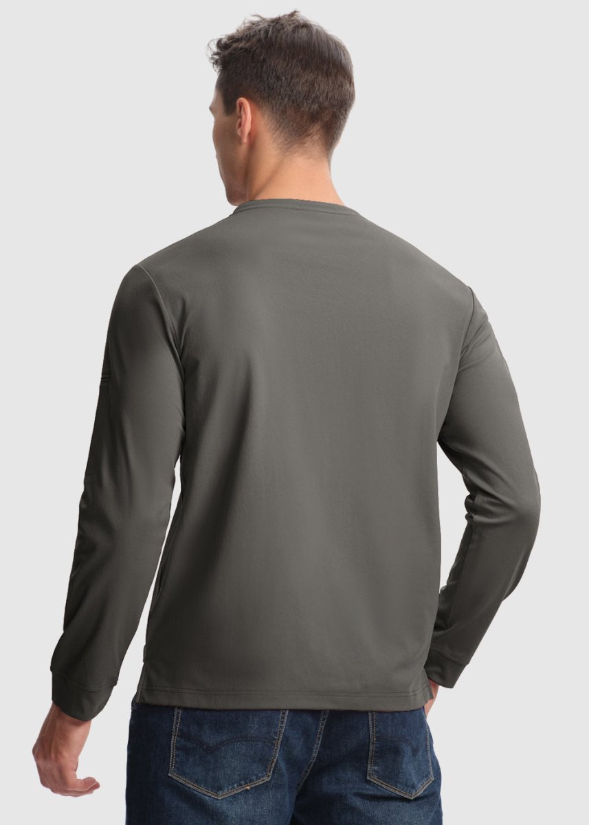 Men's Outdoor Jobs Long Sleeve Slim Fit Basic Henley Shirt - TBMPOY