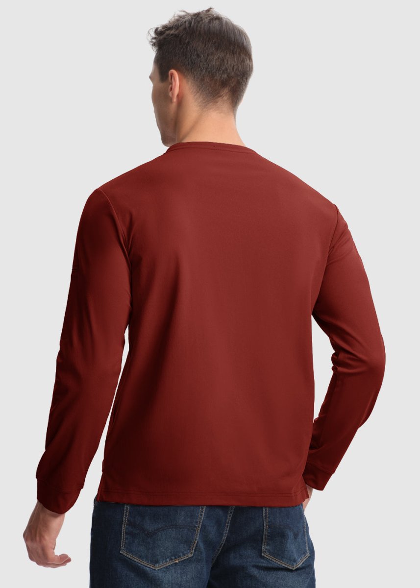 Men's Outdoor Jobs Long Sleeve Slim Fit Basic Henley Shirt - TBMPOY