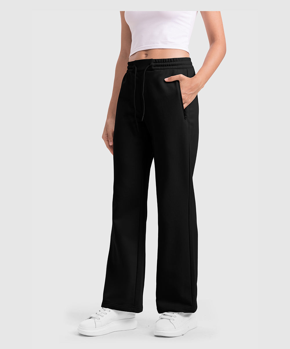 Women's 1/2 Zip Stand collar Pullover And Wide Leg Pants - TBMPOY