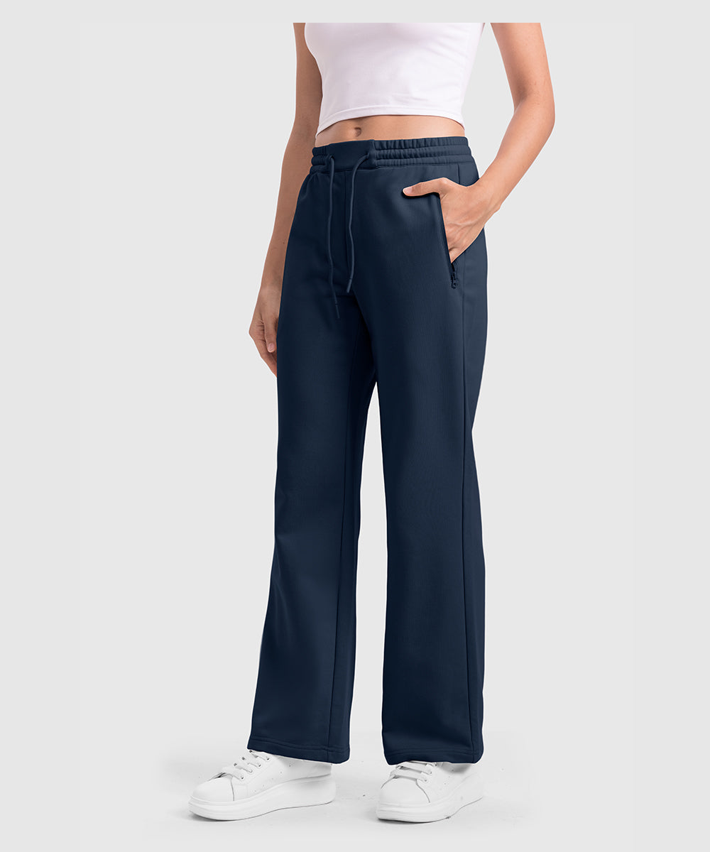 Women's 1/2 Zip Stand collar Pullover And Wide Leg Pants - TBMPOY