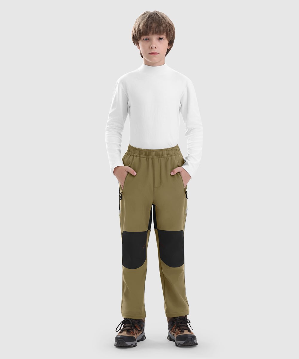 Boys' Outdoor Water Resistant Fleece - Lined Softshell Pants - TBMPOY