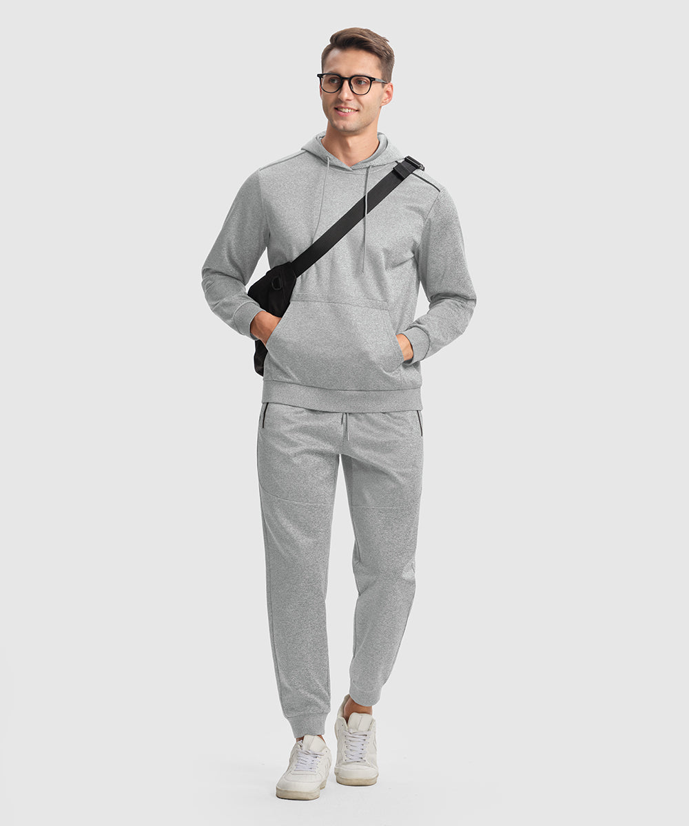 Men's Hooded Pullover and Rib Knit Cuff Pants Lounge Sets - TBMPOY