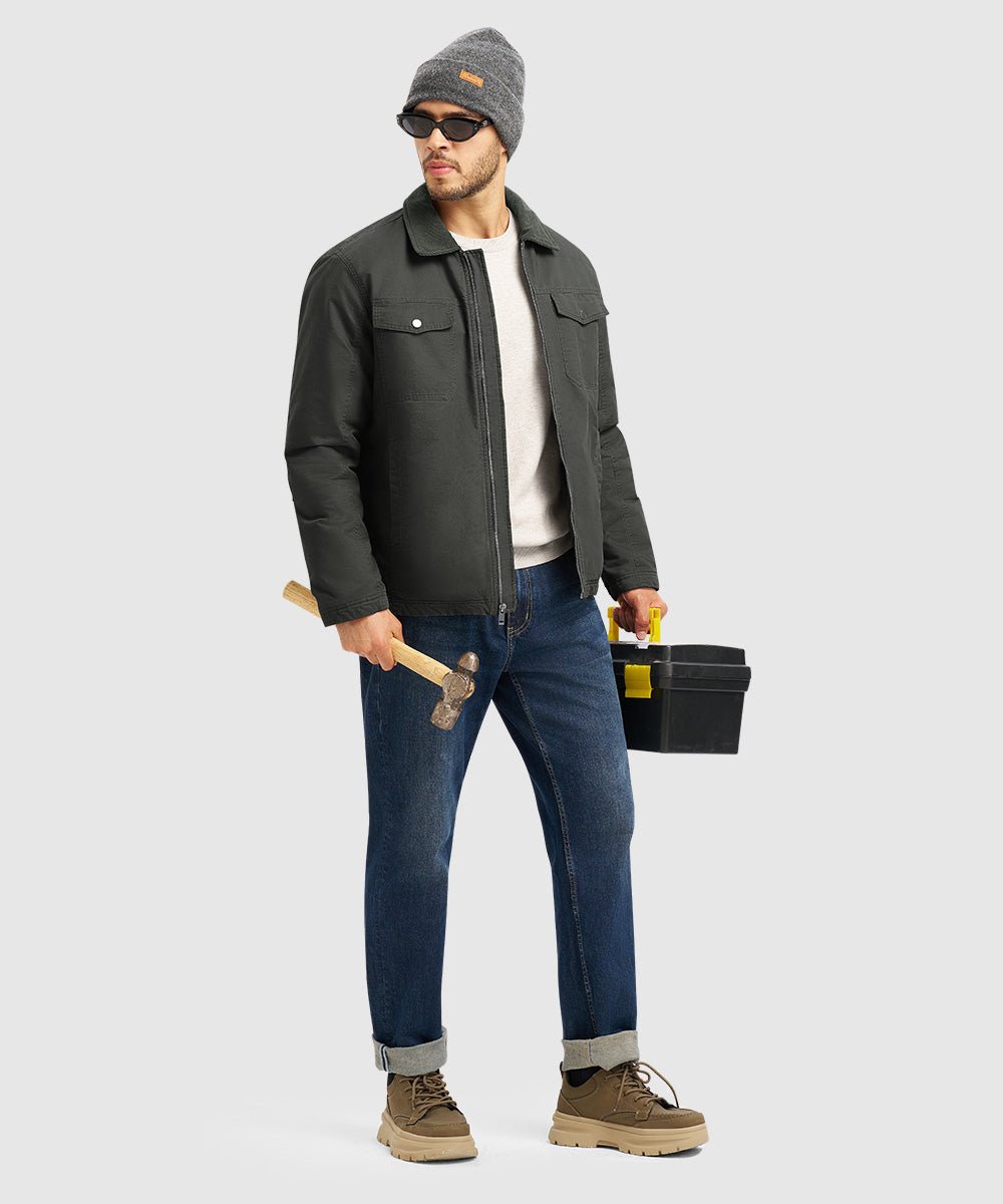 Men's Warm Corduroy Lapel Work Jacket - TBMPOY