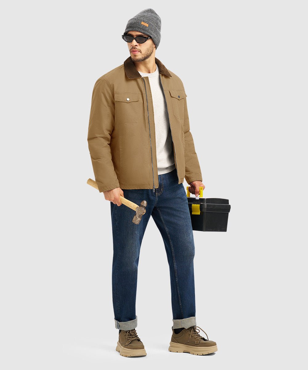 Men's Warm Corduroy Lapel Work Jacket - TBMPOY