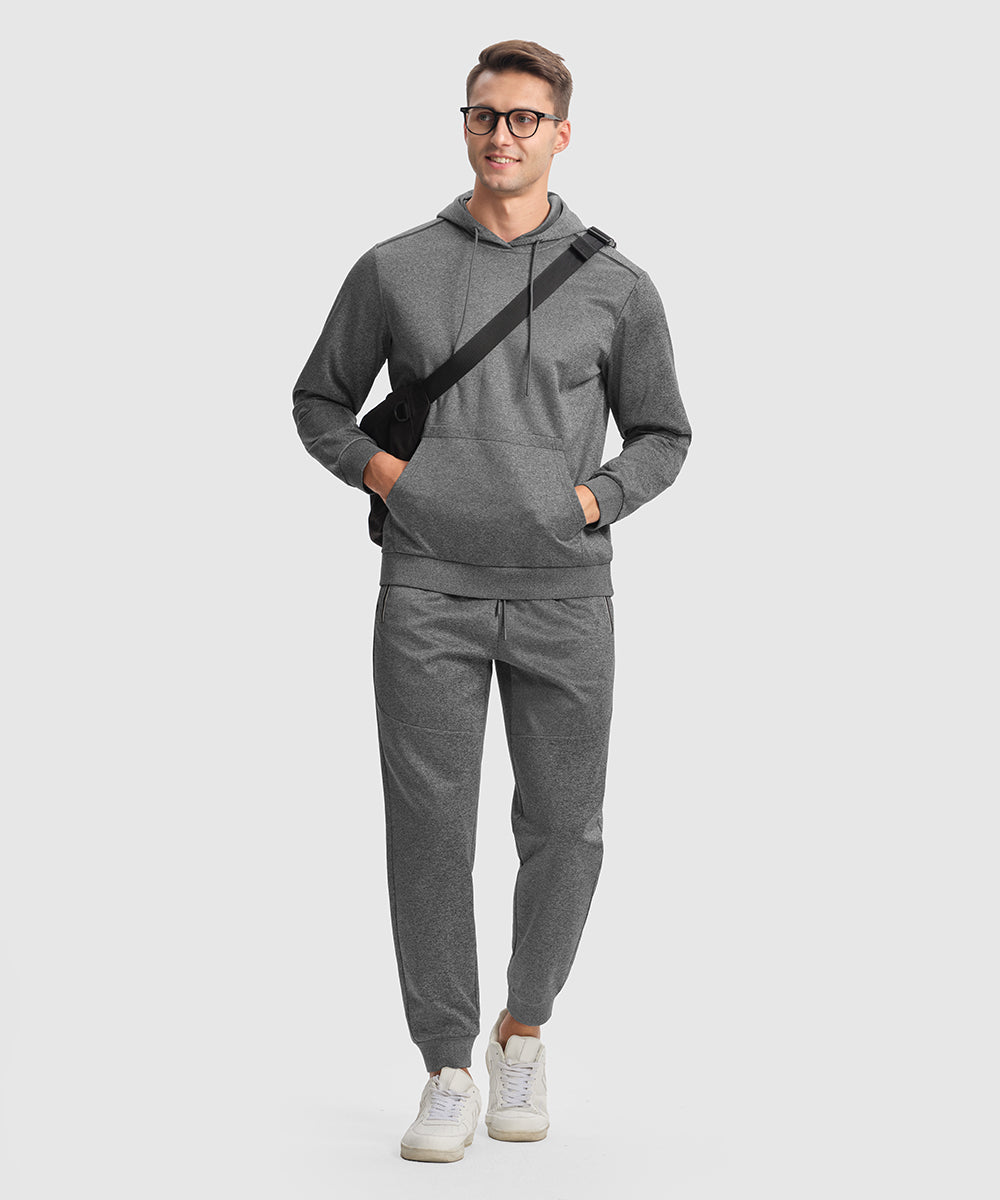 Men's Hooded Pullover and Rib Knit Cuff Pants Lounge Sets - TBMPOY