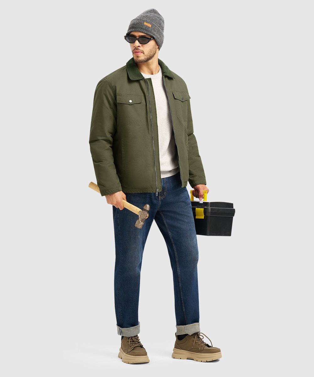 Men's Warm Corduroy Lapel Work Jacket - TBMPOY