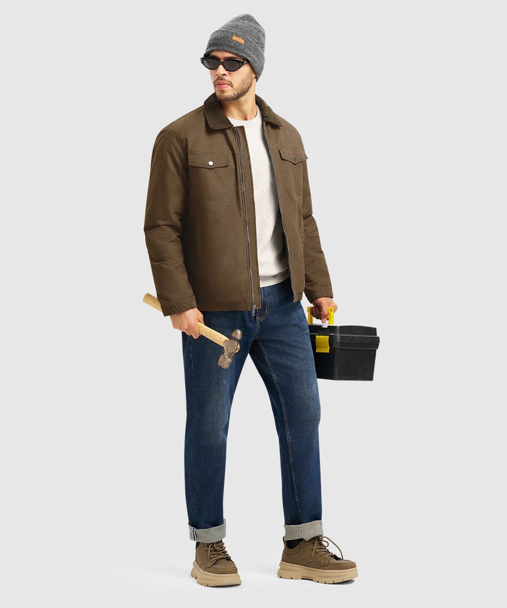 Men's Warm Corduroy Lapel Work Jacket - TBMPOY