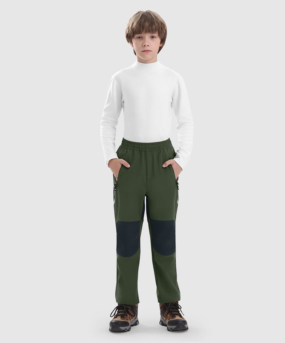 Boys' Outdoor Water Resistant Fleece - Lined Softshell Pants - TBMPOY