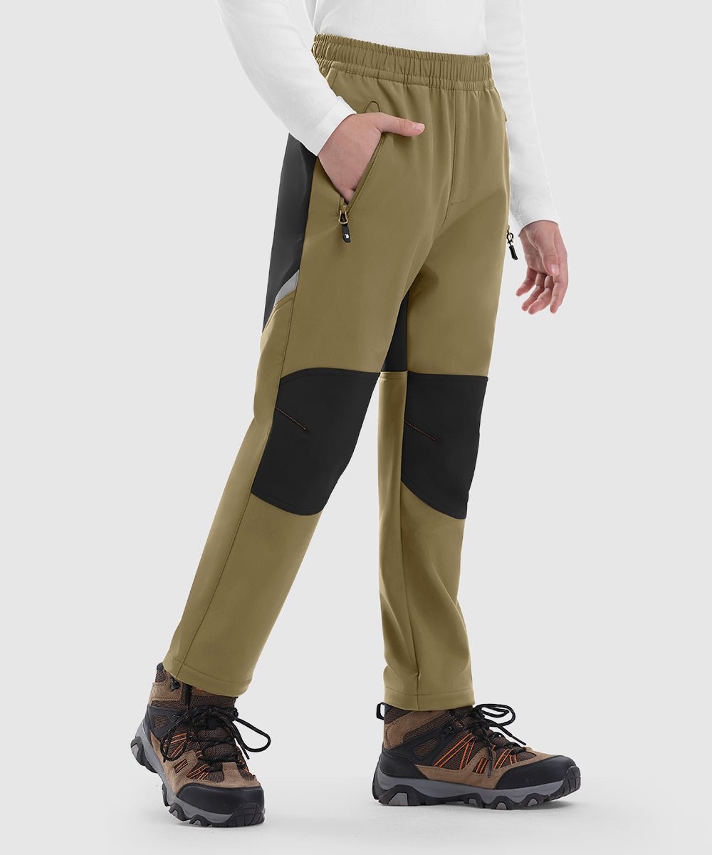 Boys' Outdoor Water Resistant Fleece - Lined Softshell Pants - TBMPOY