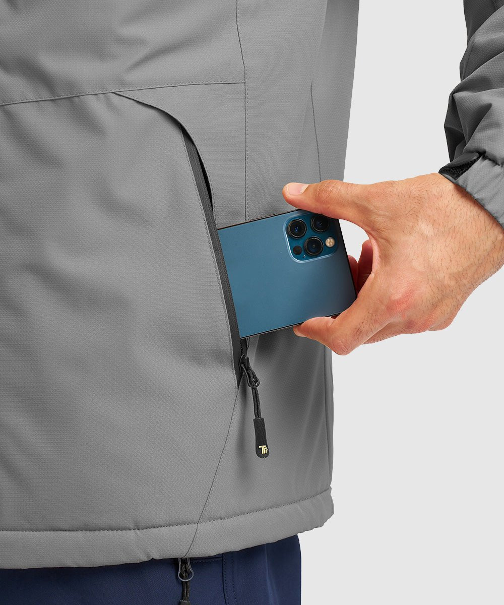Men's Water Resistant Skiing Windbreaker Hooded Jacket - TBMPOY