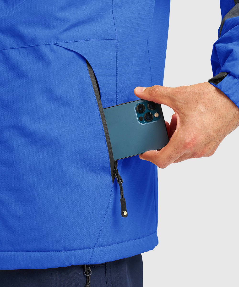 Men's Water Resistant Skiing Windbreaker Hooded Jacket - TBMPOY