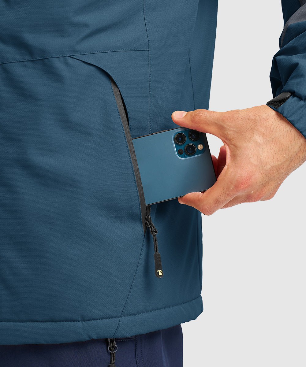 Men's Water Resistant Skiing Windbreaker Hooded Jacket - TBMPOY