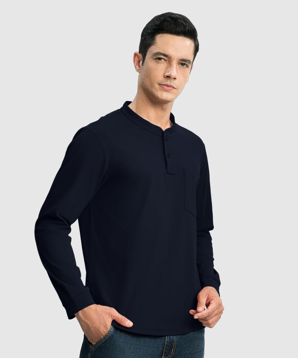 Men's Outdoor Work Slim Fit Basic Henley Shirt - TBMPOY