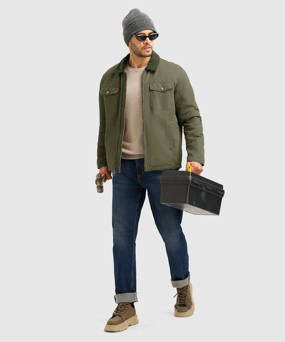 Men's Warm Corduroy Lapel Work Jacket - TBMPOY
