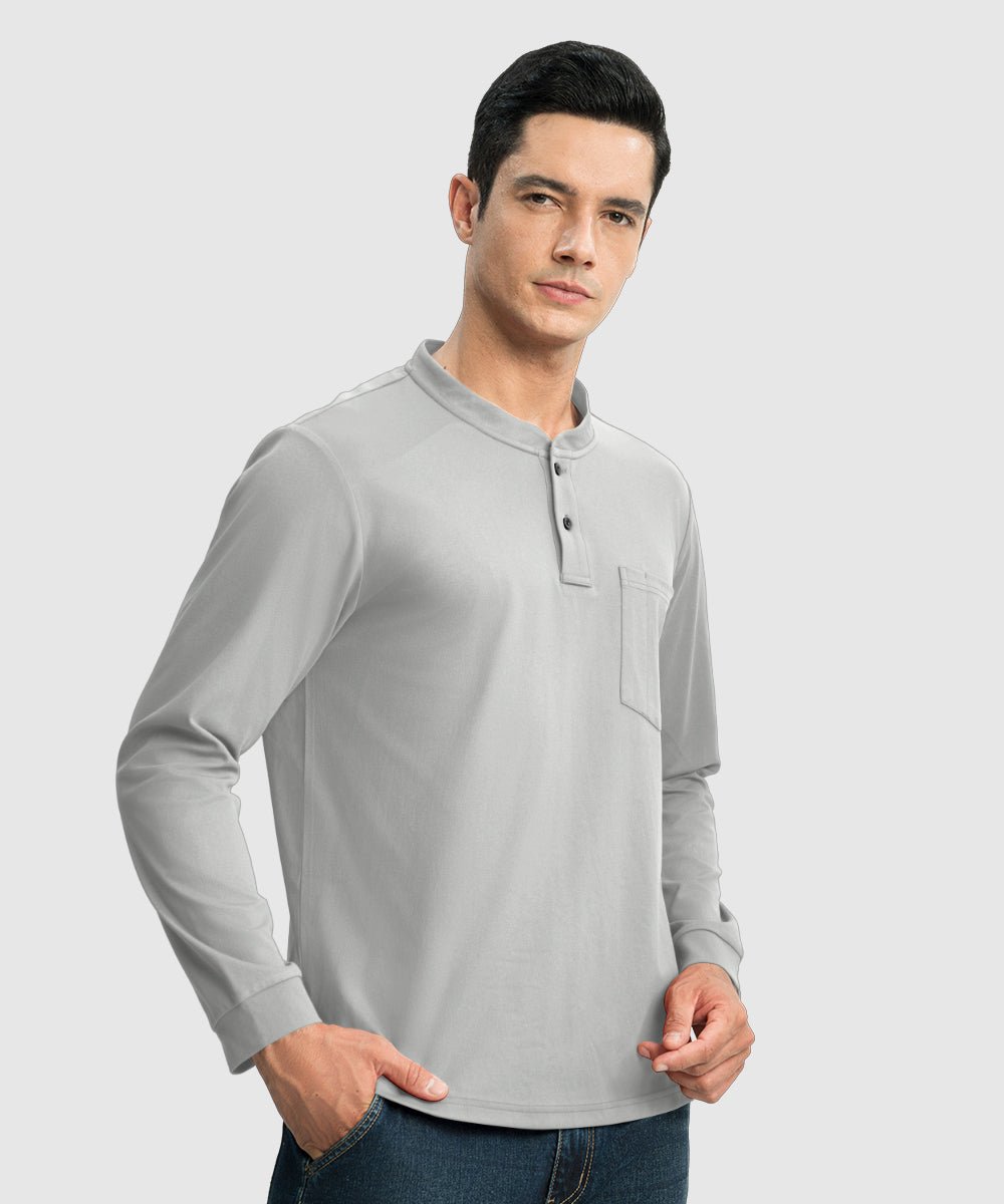 Men's Outdoor Work Slim Fit Basic Henley Shirt - TBMPOY