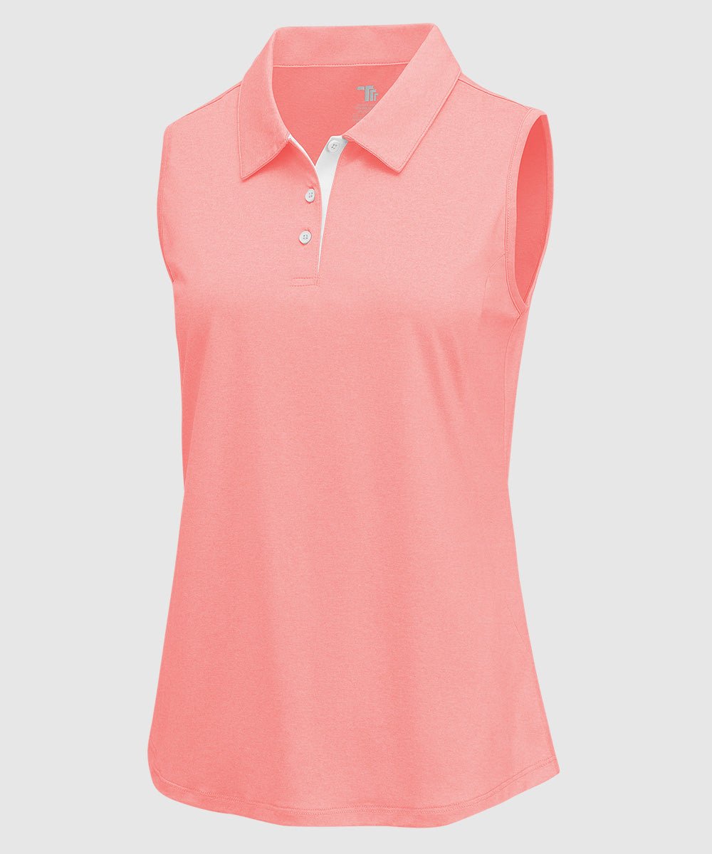 Women's Button Placket Sleeveless Polo Shirt - TBMPOY