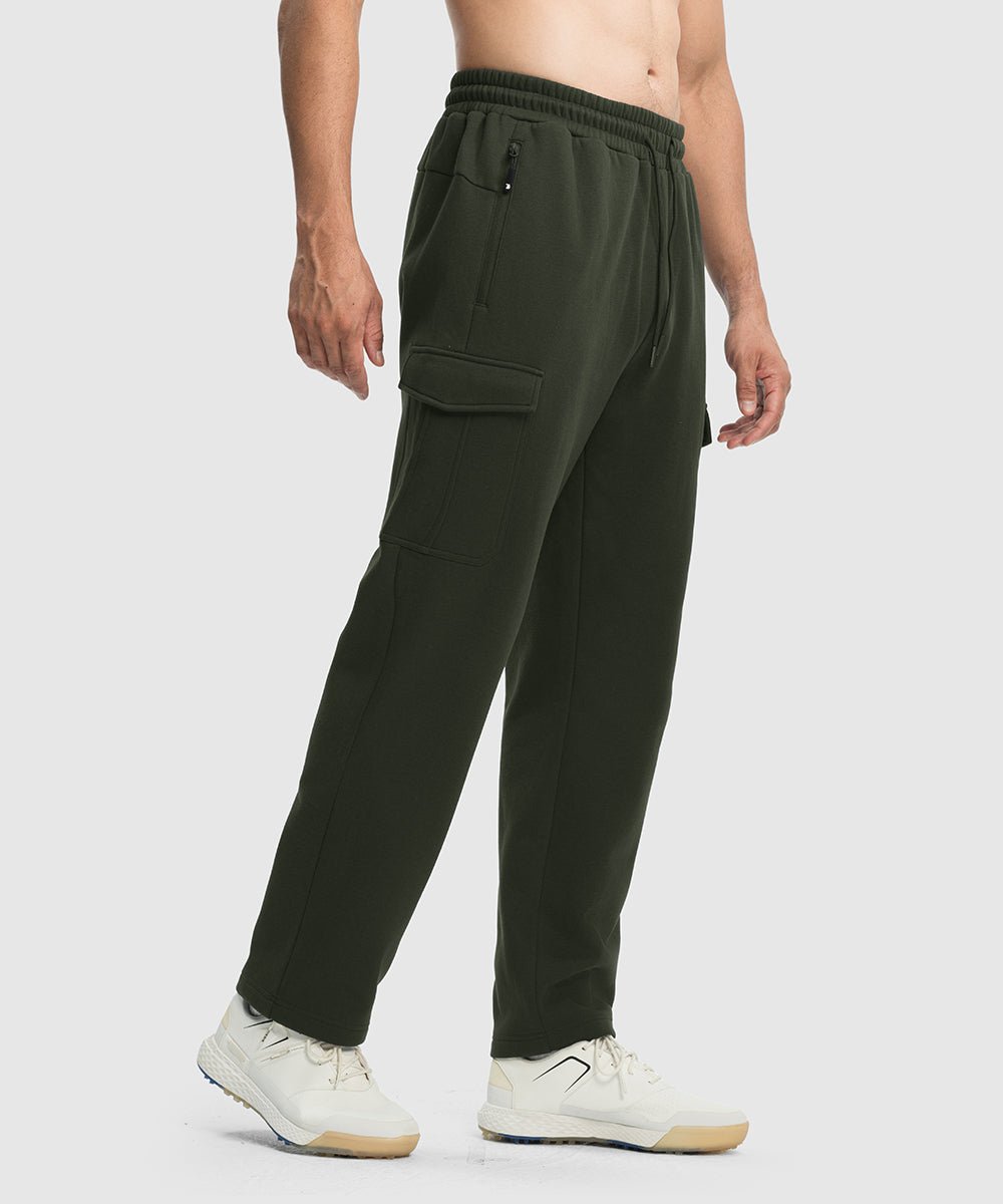 Men's Cotton Polyester Fleece Wide Leg Sweatpants - TBMPOY