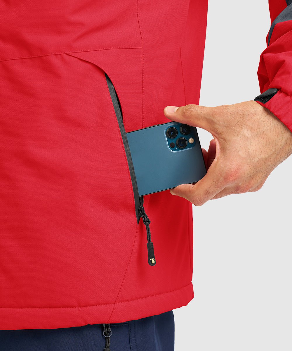 Men's Water Resistant Skiing Windbreaker Hooded Jacket - TBMPOY