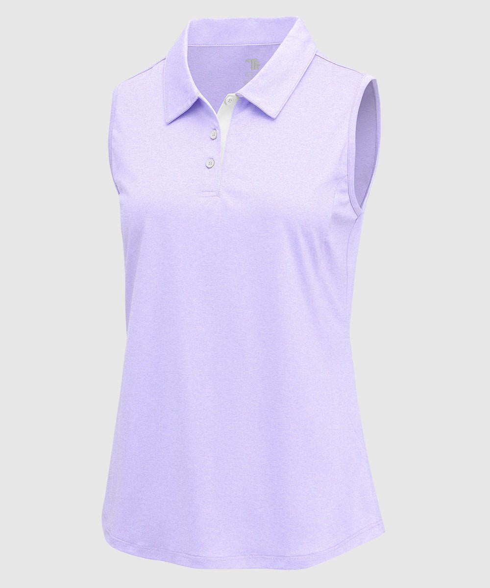 Women's Button Placket Sleeveless Polo Shirt - TBMPOY