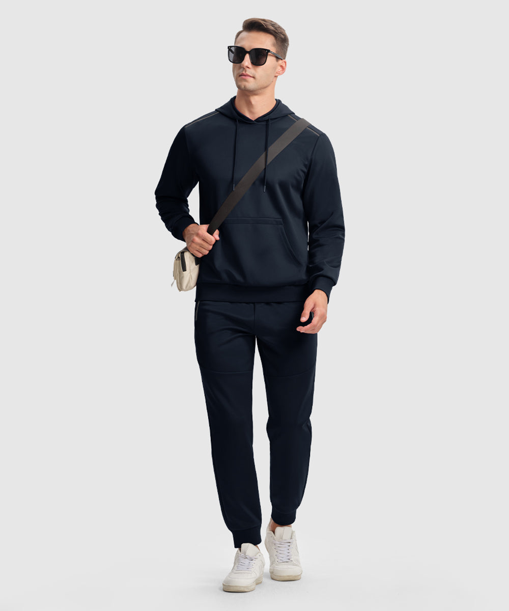 Men's Hooded Pullover and Rib Knit Cuff Pants Lounge Sets - TBMPOY