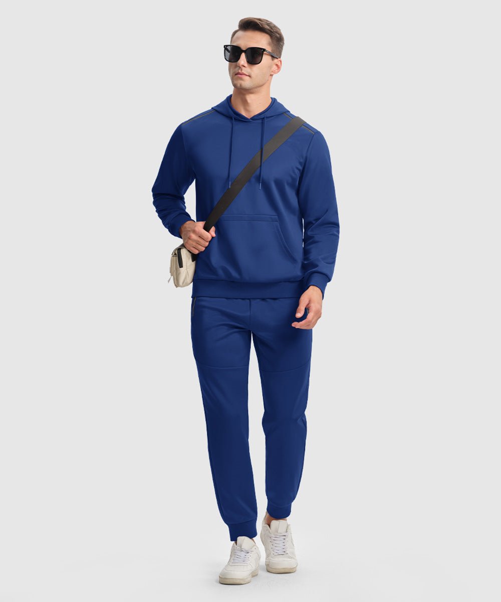 Men's Hooded Pullover and Rib Knit Cuff Pants Lounge Sets - TBMPOY