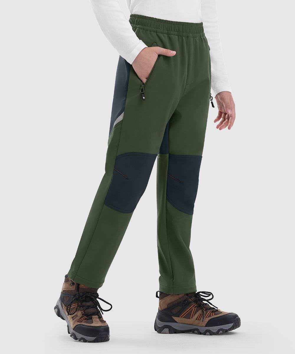 Boys' Outdoor Water Resistant Fleece - Lined Softshell Pants - TBMPOY