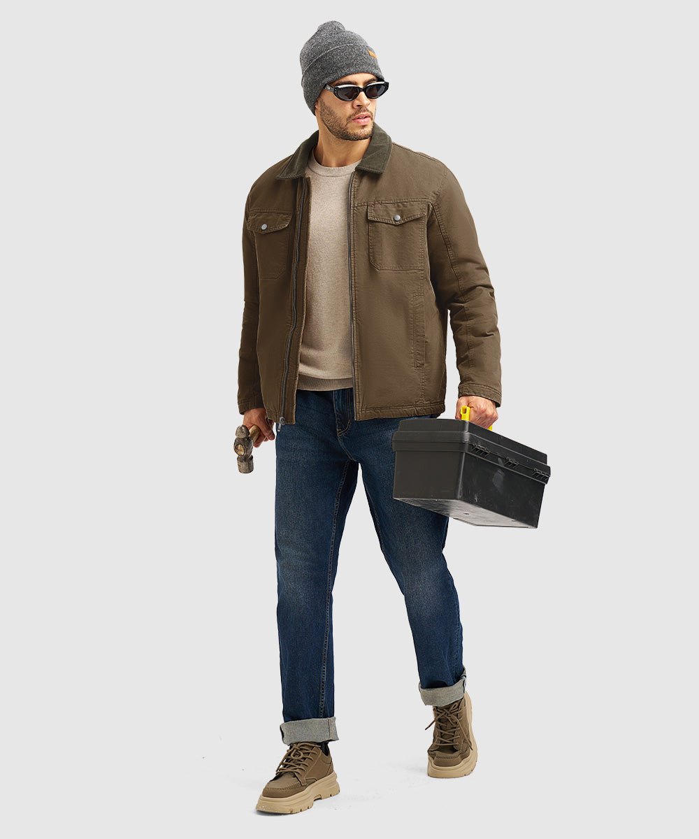 Men's Warm Corduroy Lapel Work Jacket - TBMPOY