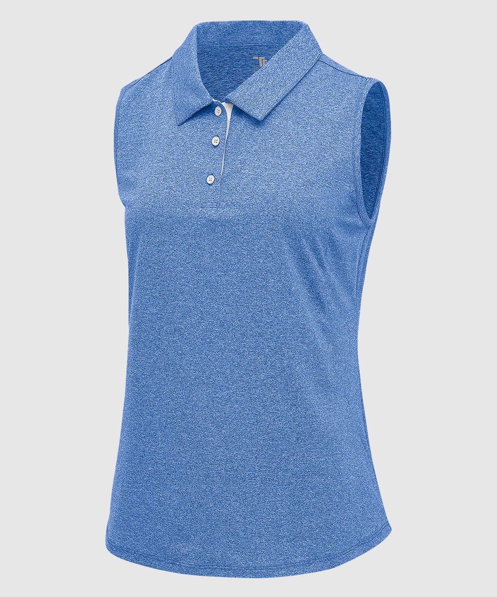 Women's Button Placket Sleeveless Polo Shirt - TBMPOY