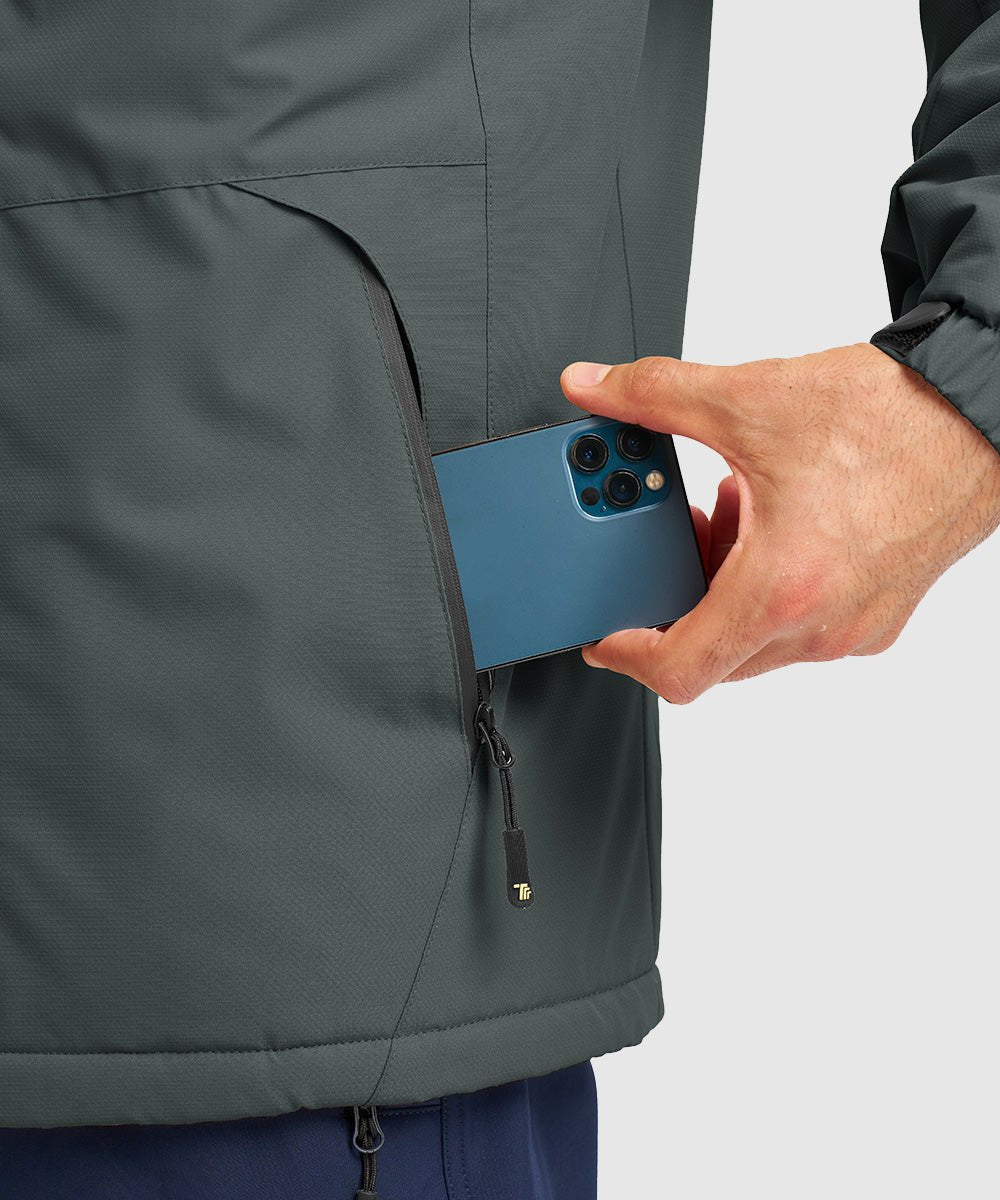 Men's Water Resistant Skiing Windbreaker Hooded Jacket - TBMPOY
