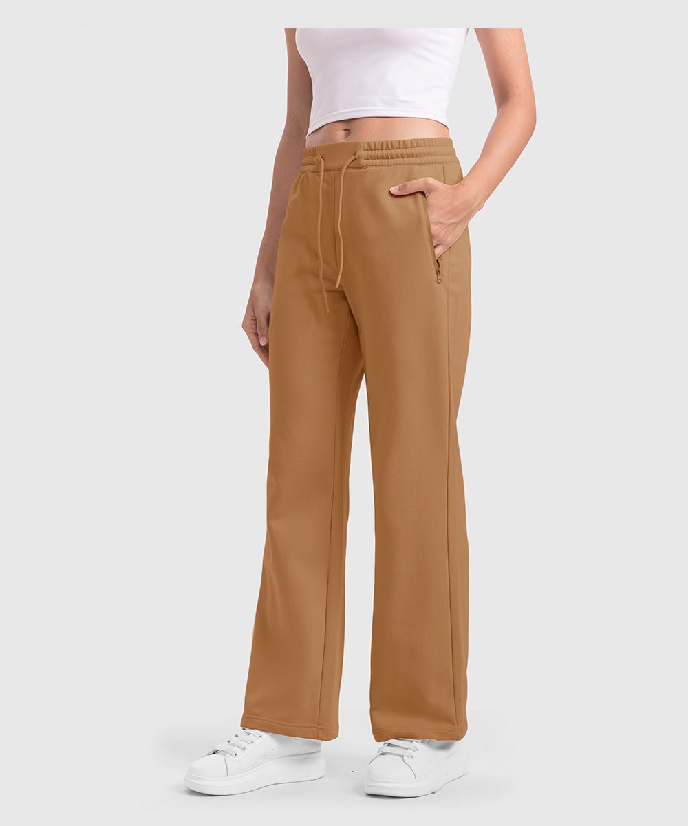 Women's 1/2 Zip Stand collar Pullover And Wide Leg Pants - TBMPOY