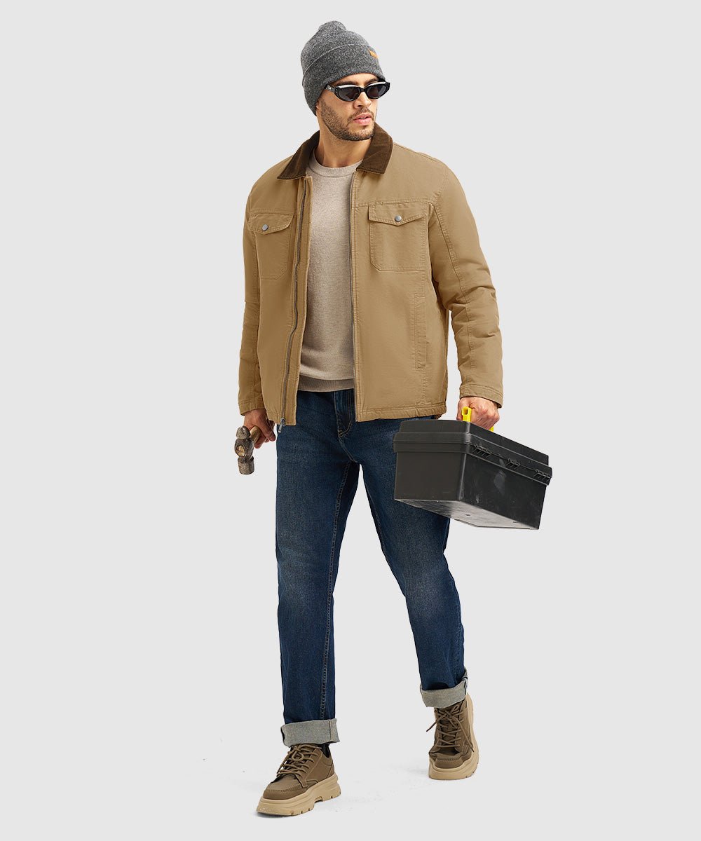 Men's Warm Corduroy Lapel Work Jacket - TBMPOY