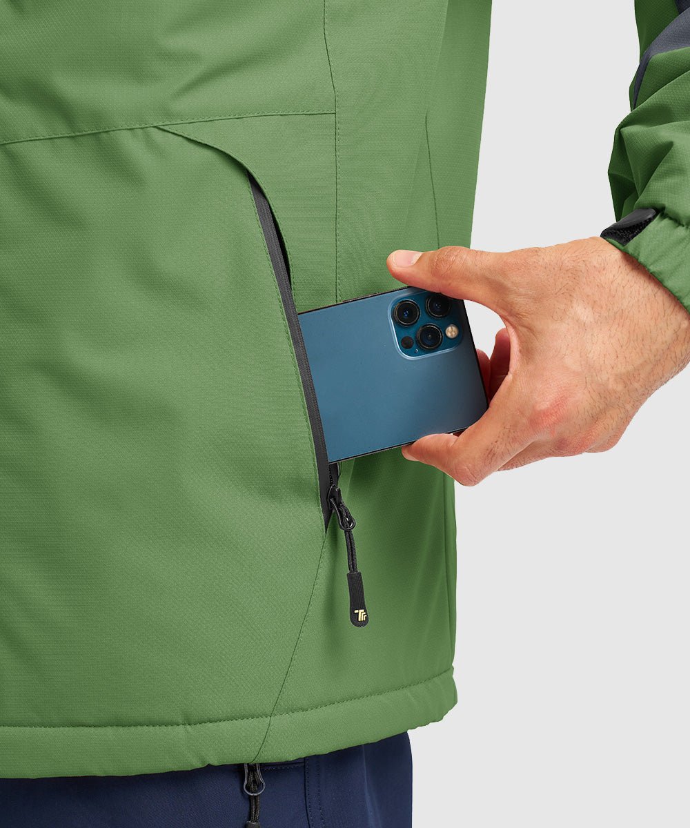 Men's Water Resistant Skiing Windbreaker Hooded Jacket - TBMPOY