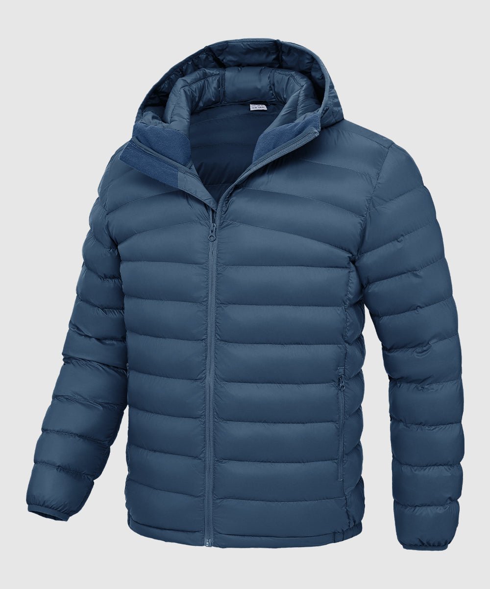 Men's Lightweight Puffer Hooded Jacket - TBMPOY