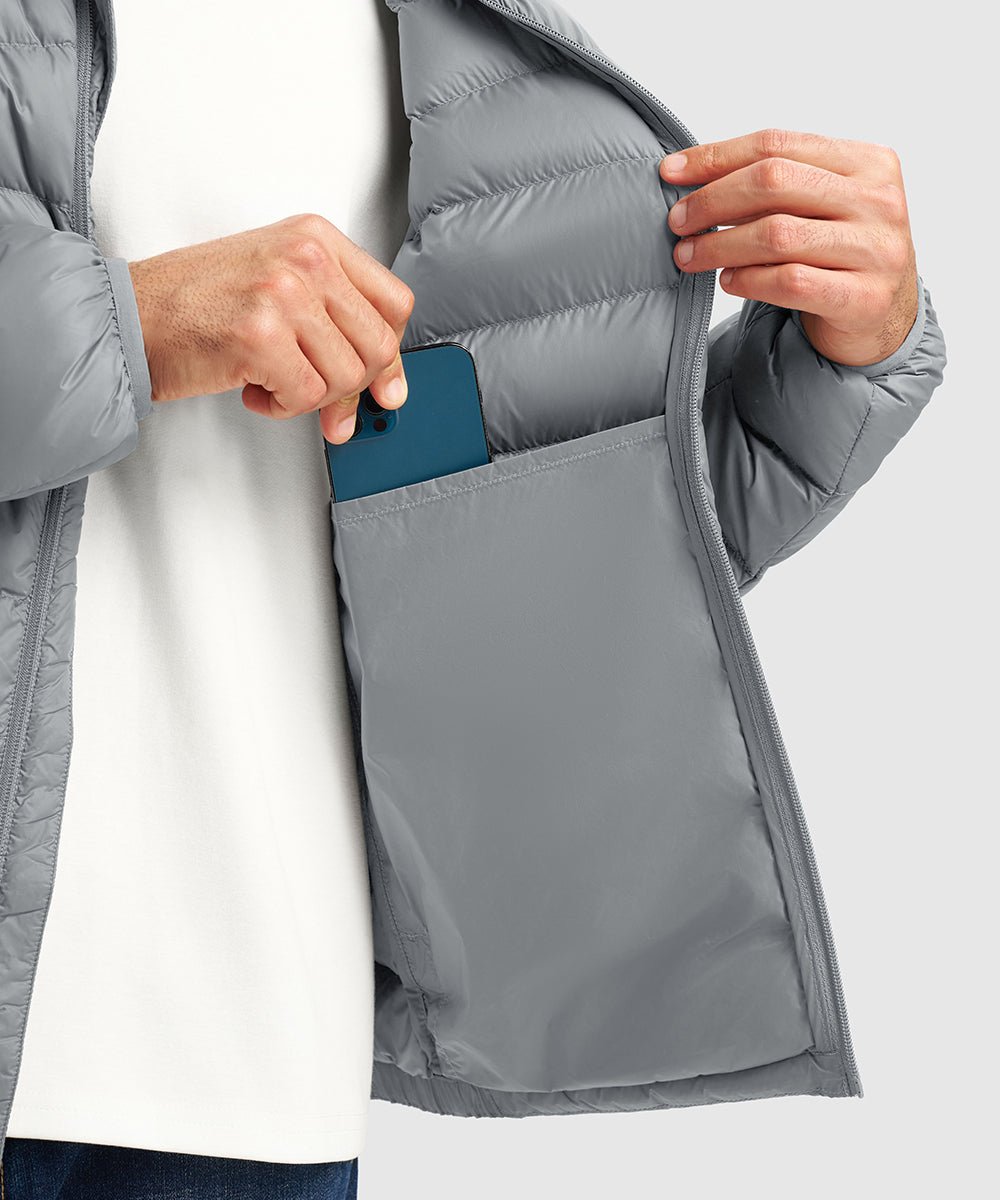 Men's Lightweight Puffer Hooded Jacket - TBMPOY